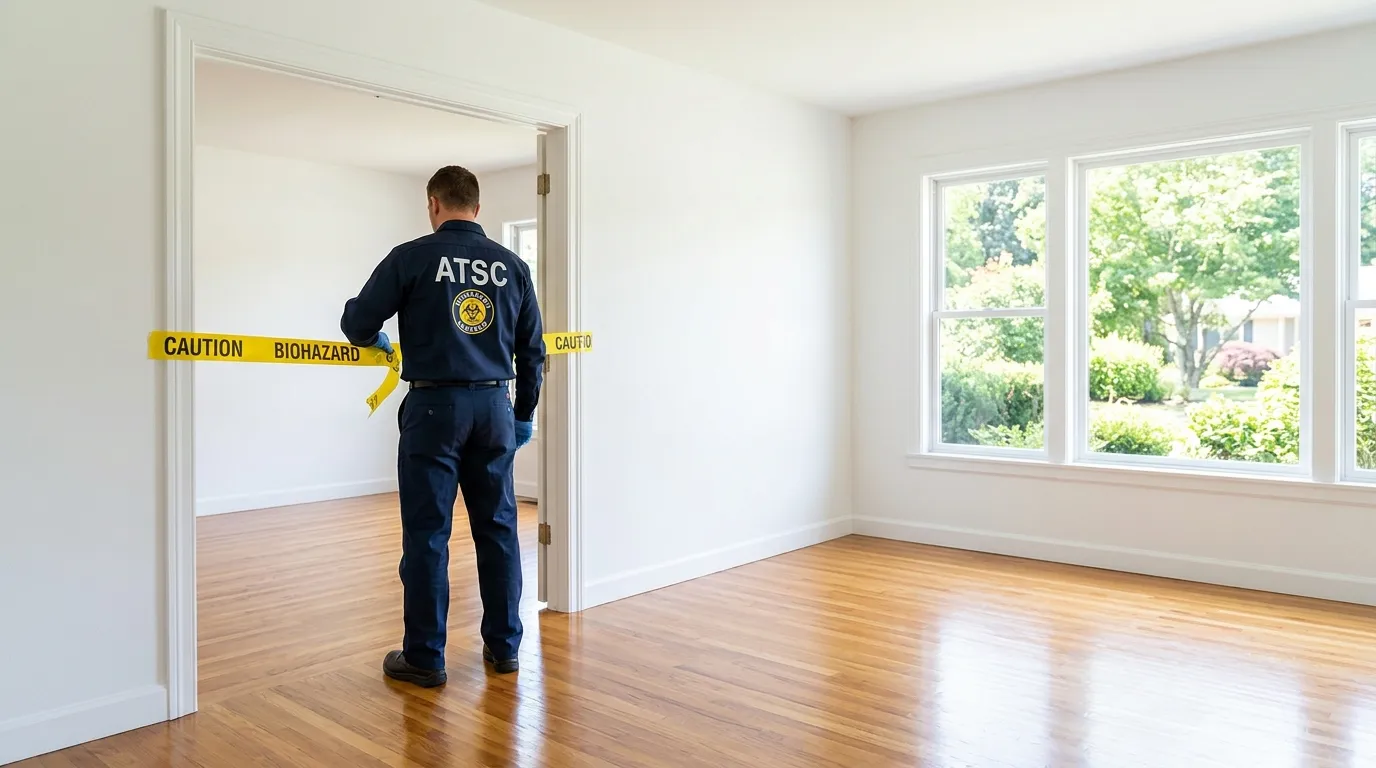 Certified biohazard cleanup crew performing Crime Scene Cleanup in East Moriches